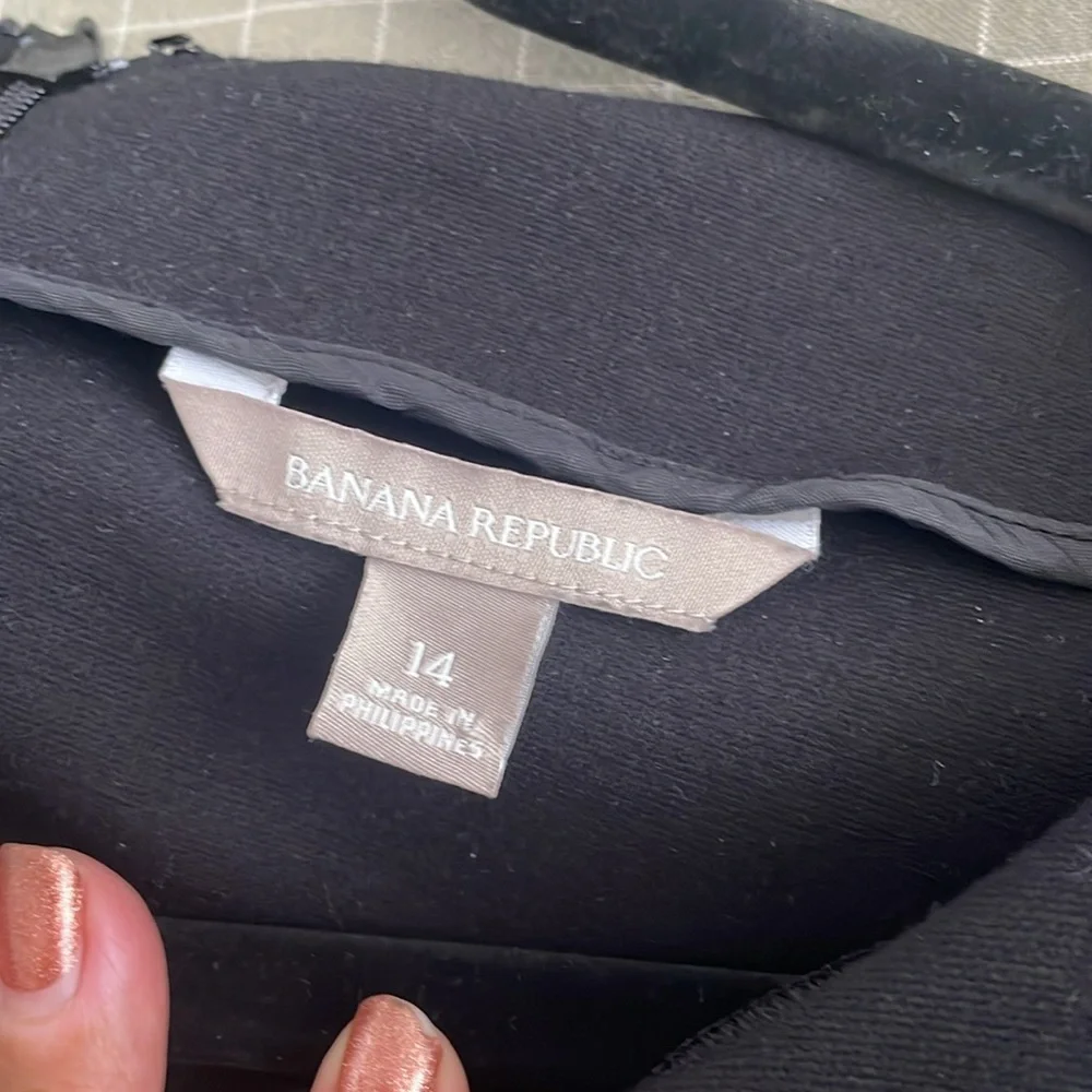 Banana Republic Black A-Line Dress 3/4 Sleeve Crew Neck - Picture 6 of 8